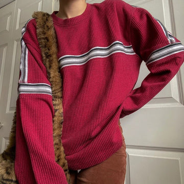 Getadme Autumn Knitted Jumpers O Neck Long Sleeve Pullovers Preppy Style Vintage Striped Sweater Women Harajuku Korean Streetwear